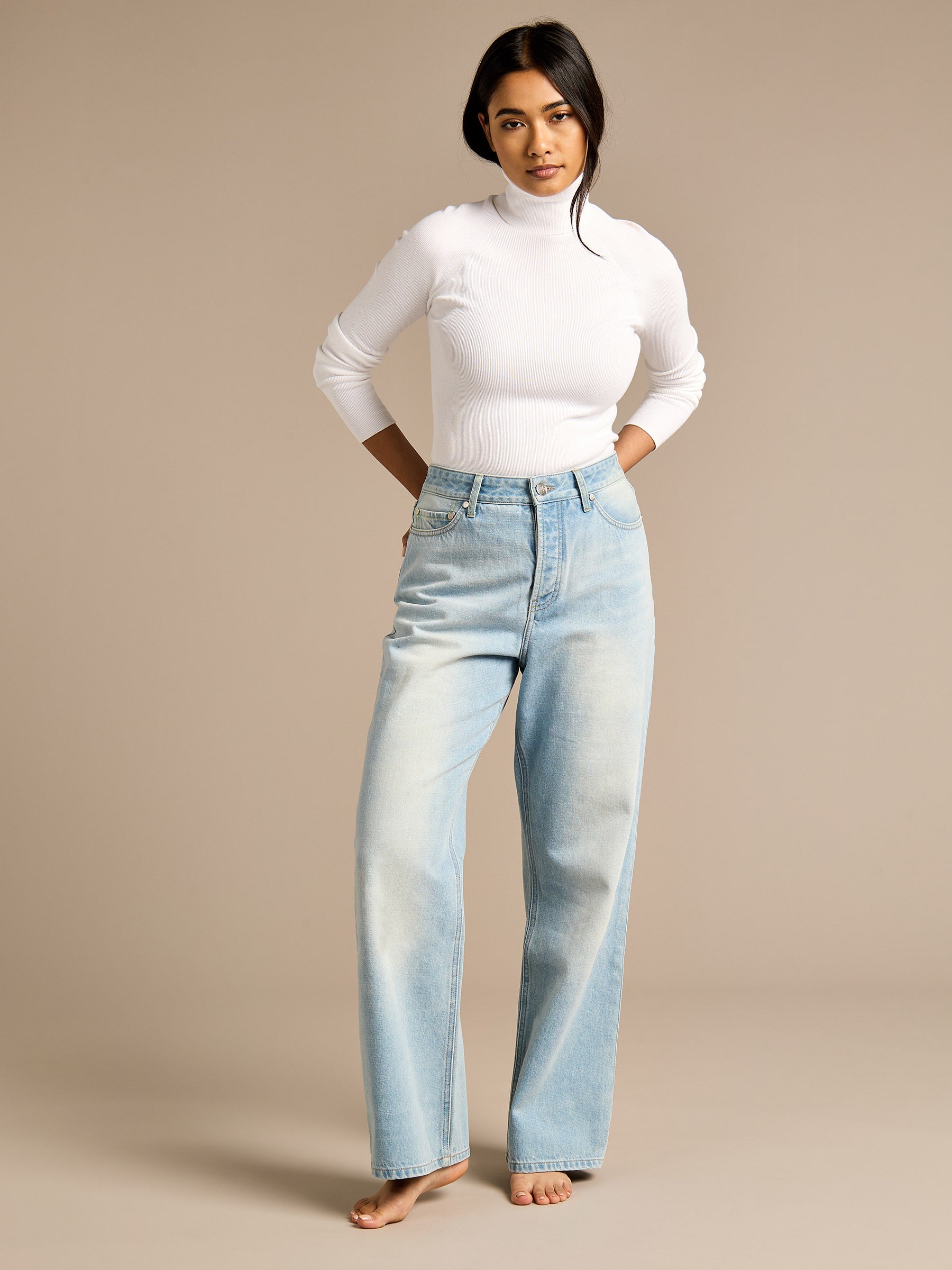 Jessy Light Blue Wide Leg Denim Jean | GWD Fashion