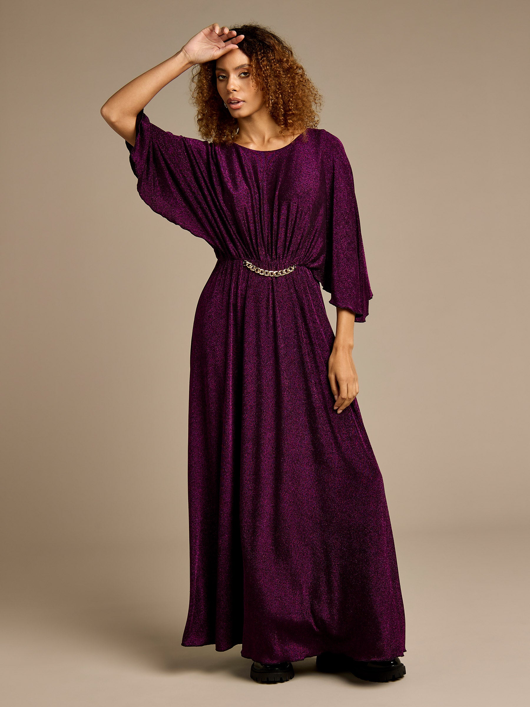 Brielle Purple Sparkle Maxi Dress