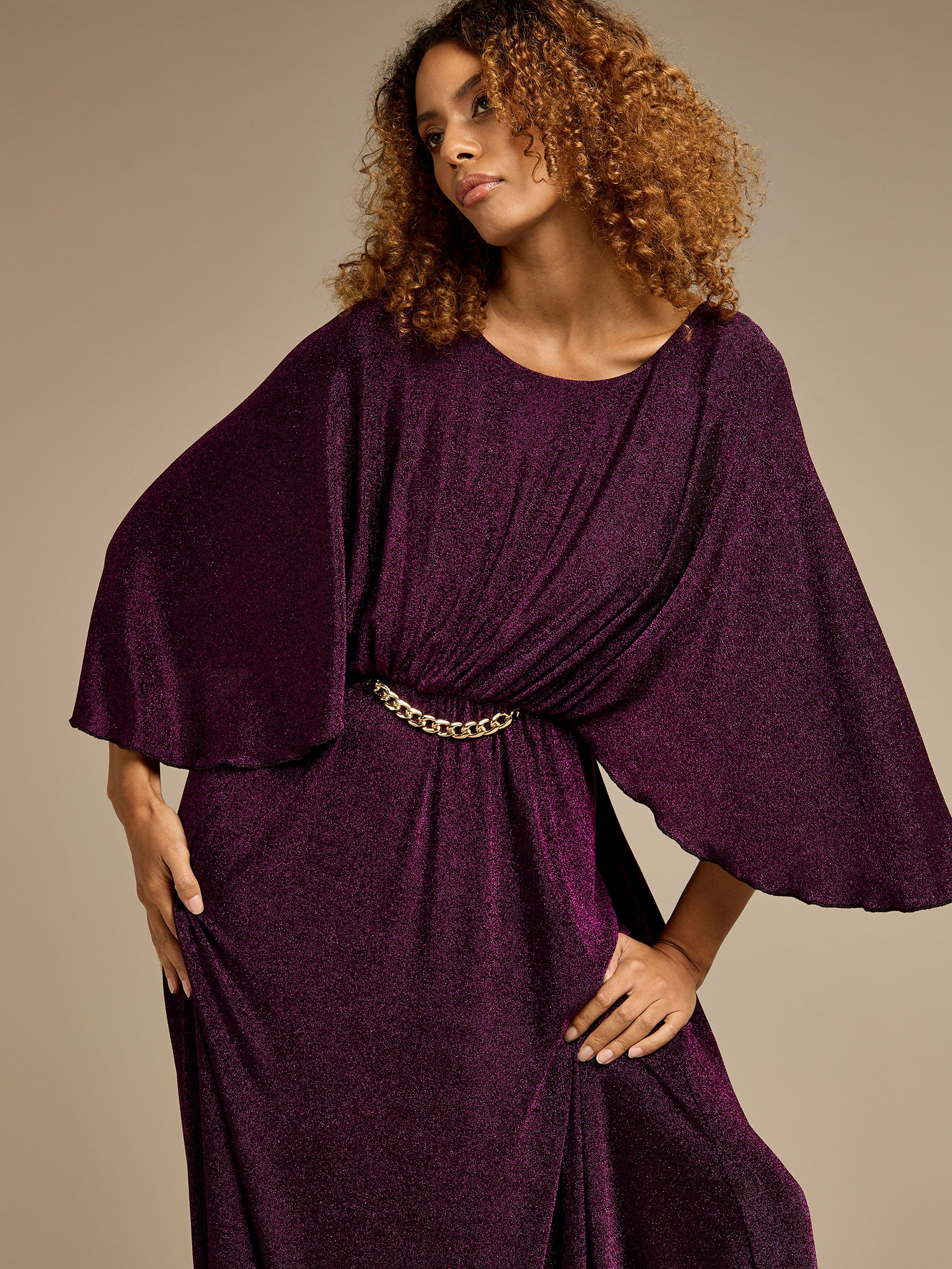 Brielle Purple Sparkle Maxi Dress