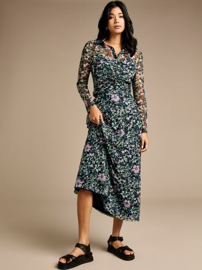 Janet Floral Print Mesh Skirt