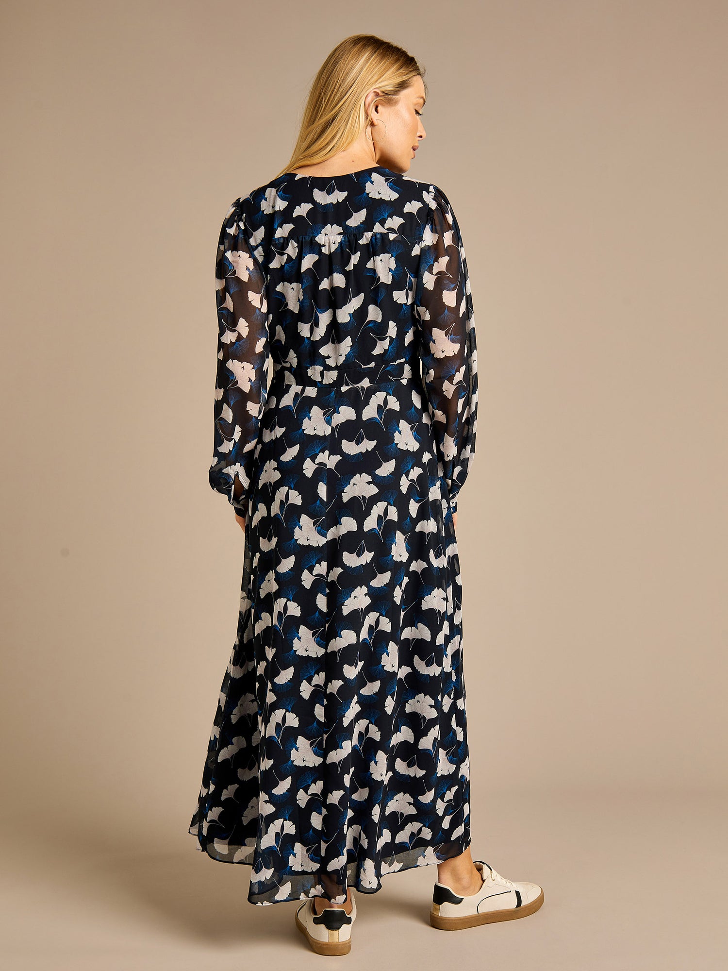 Donna Navy Printed Maxi Dress