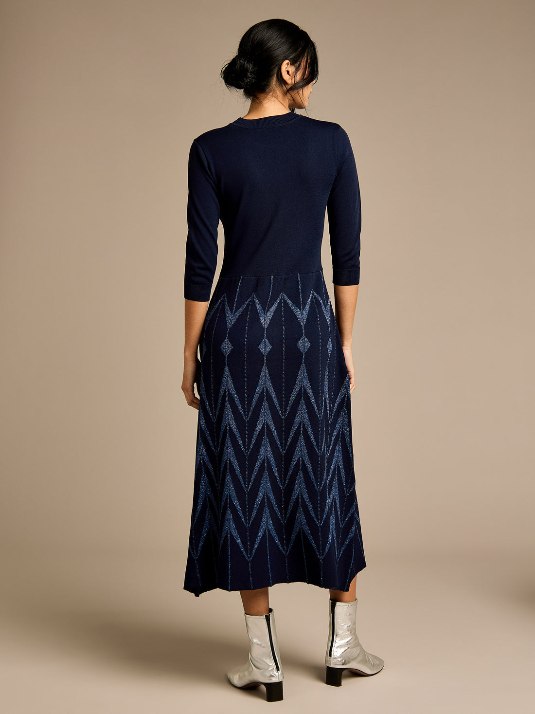 Clover Navy Geometric Knit Maxi Dress