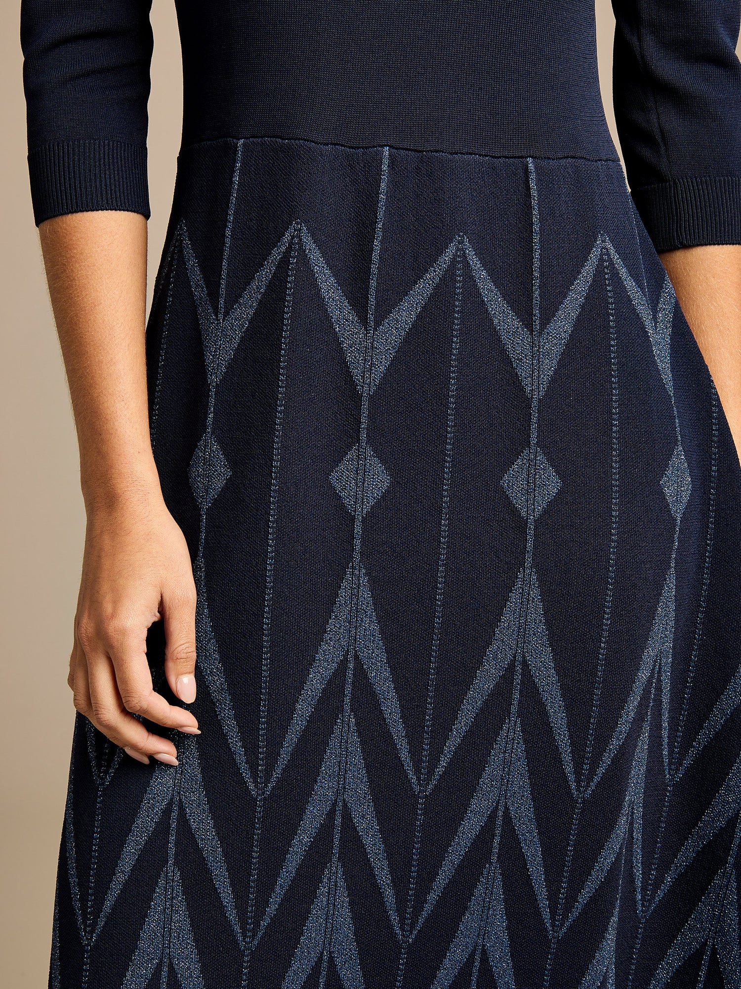 GWD Clover Navy Geometric Knit Maxi Dress