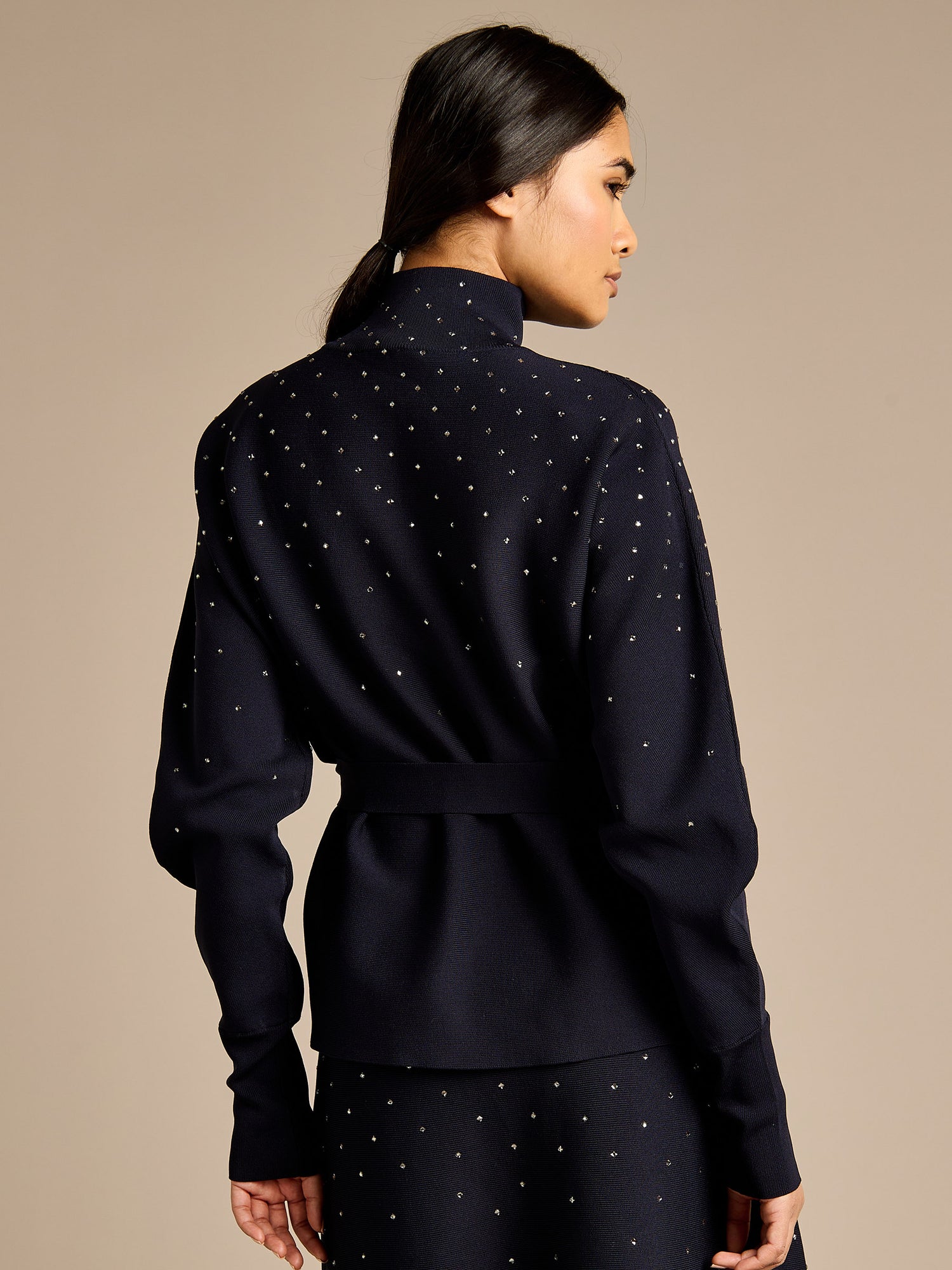 Sparkle Iris Knitted Navy Top