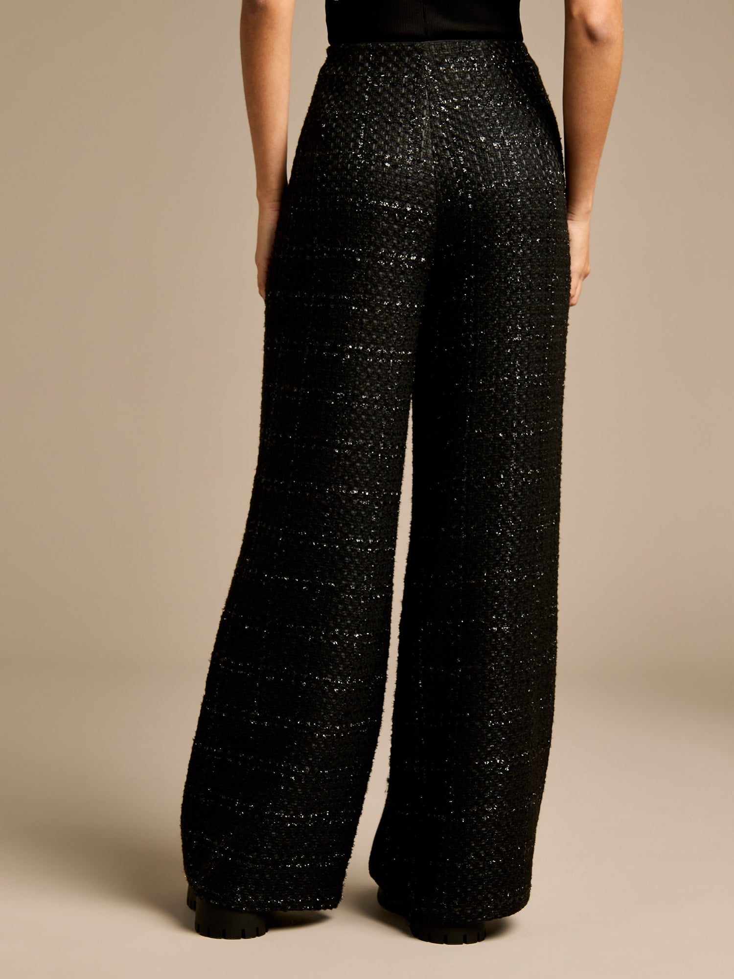 Claire Black Boucle Wide Leg Trouser