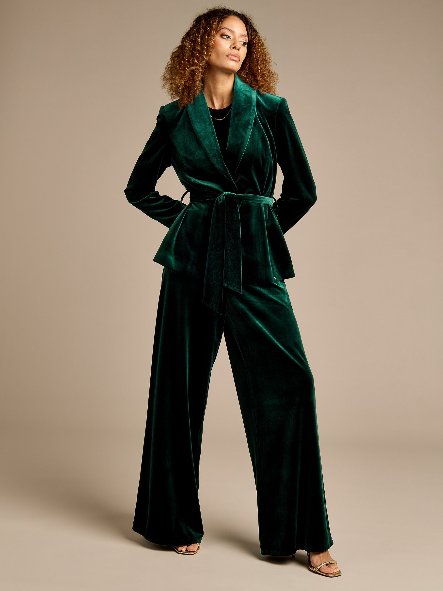 Claire Bottle Green Velvet Jacket GWD Fashion