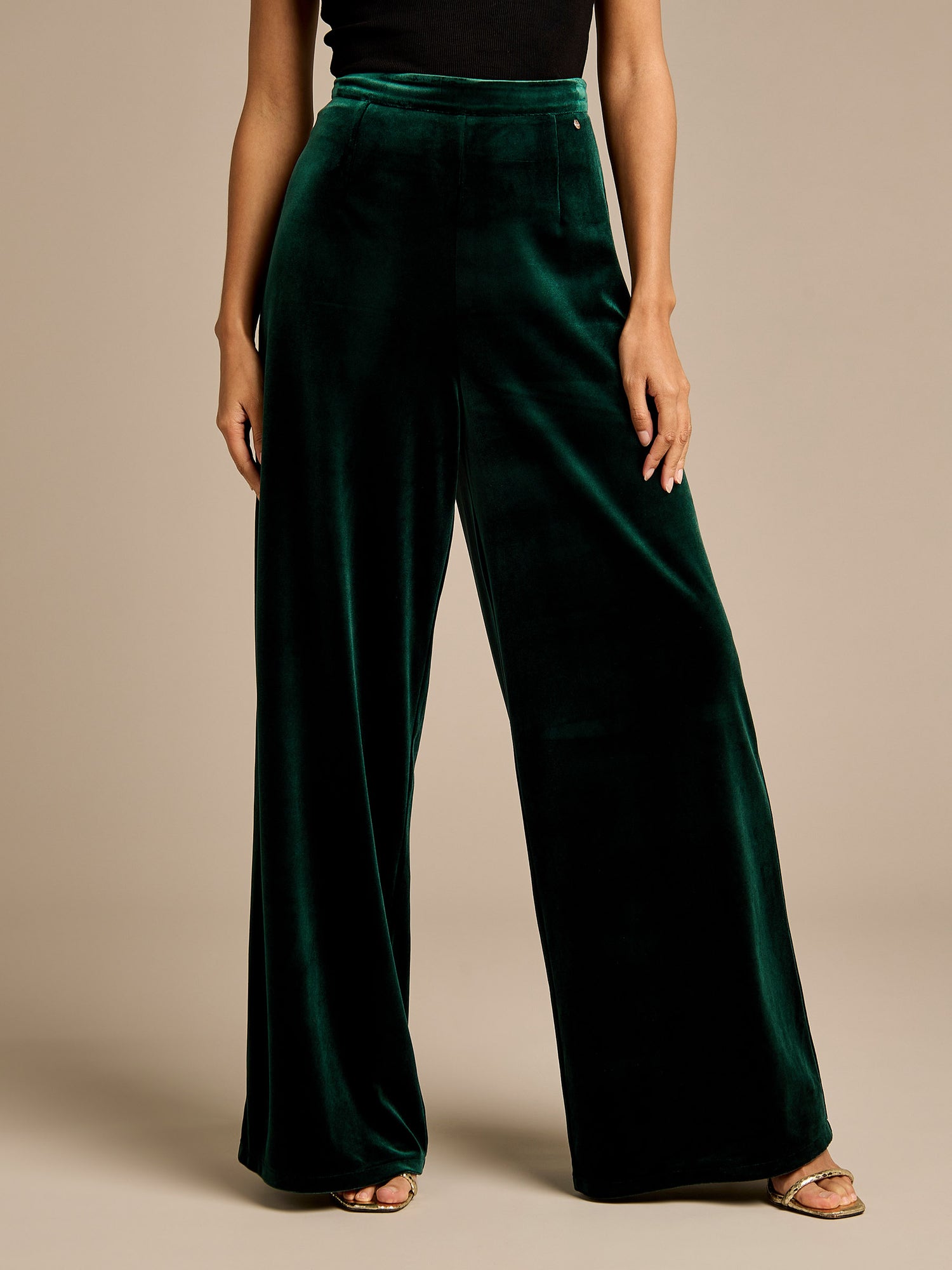 GWD Claire Bottle Green Velvet Trousers