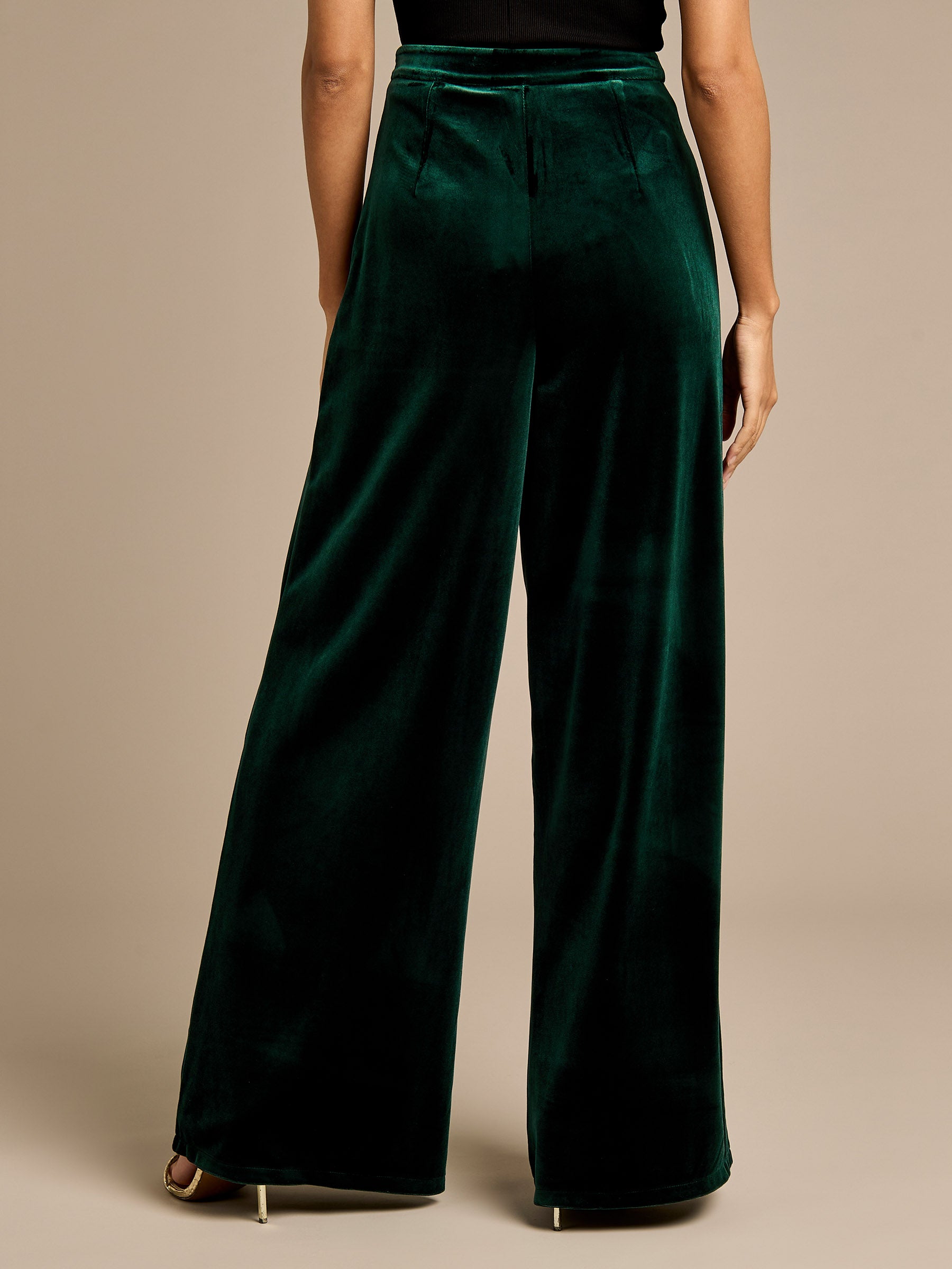 GWD Claire Bottle Green Velvet Trousers