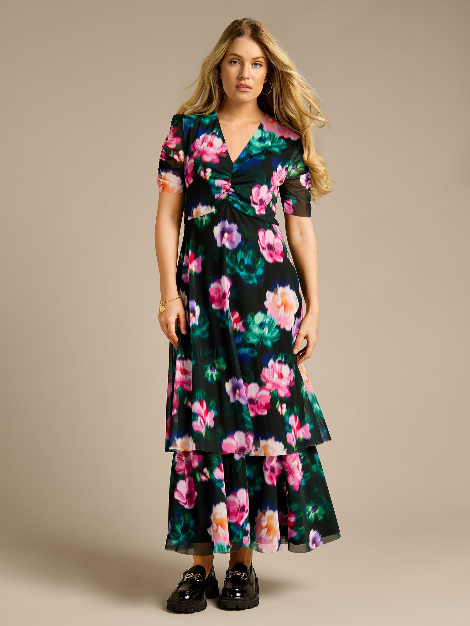 Anna Floral Print Mesh Maxi Dress | GWD Fashion