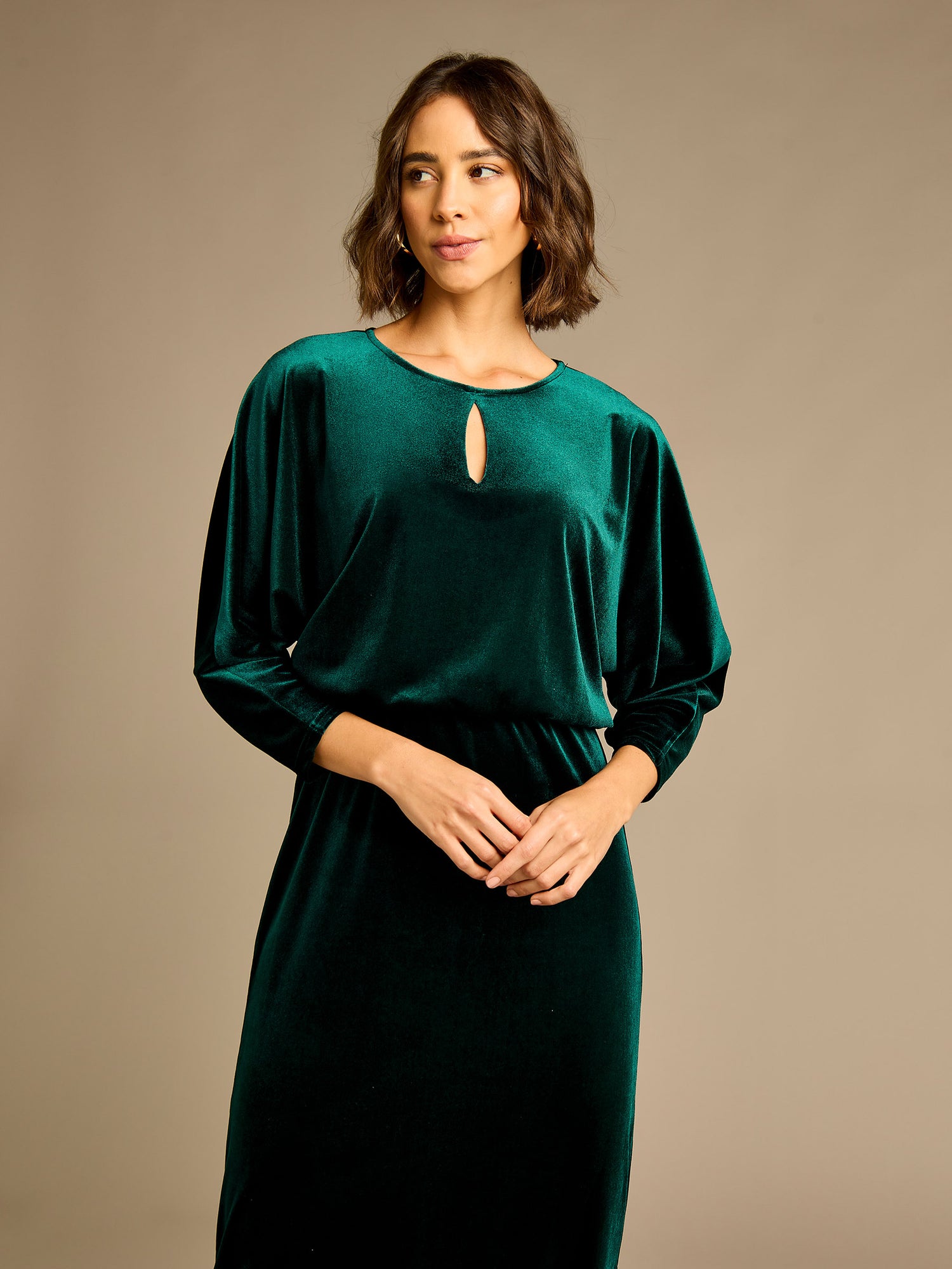 Carly Bottle Green Velvet Dress