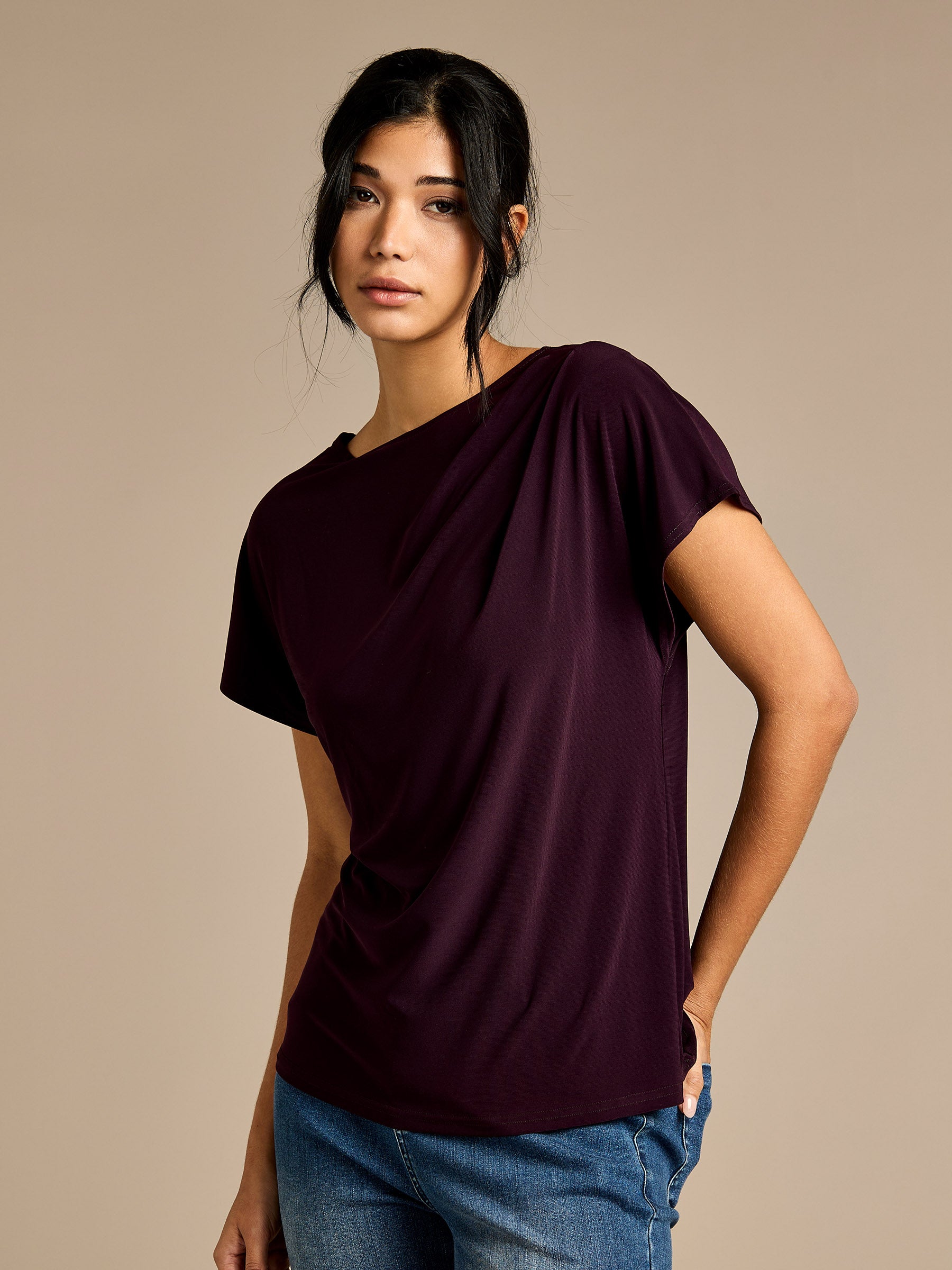 Ellie Purple Drape Top | GWD Fashion