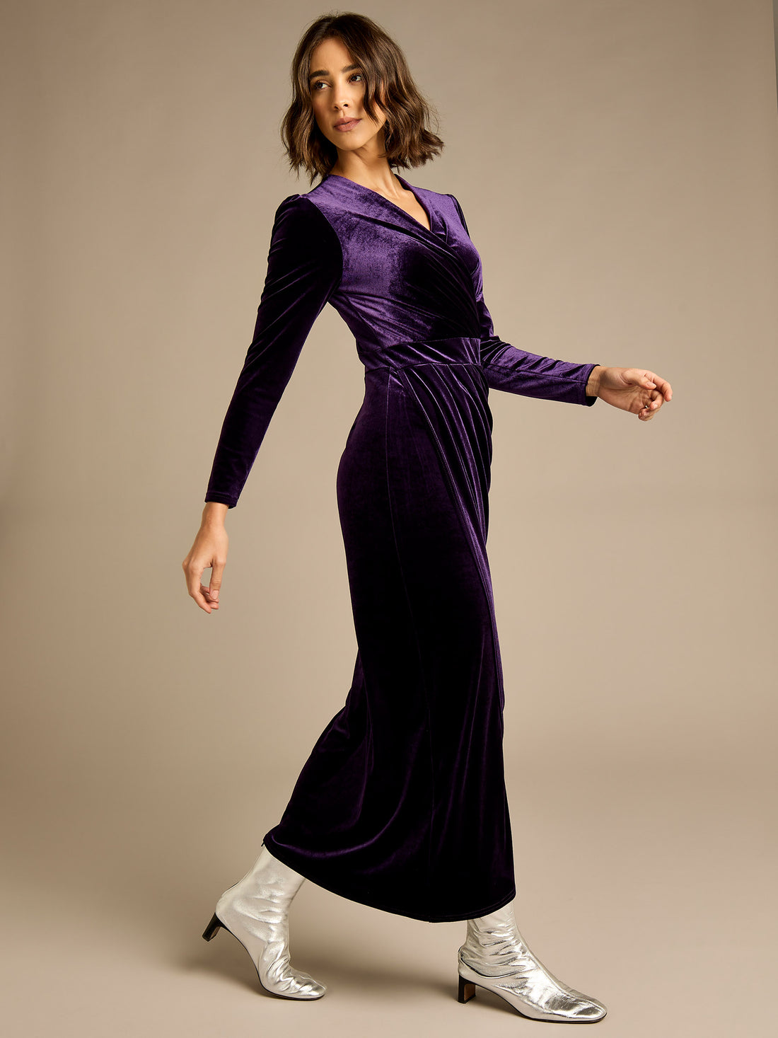 Paula Purple Velvet Dress