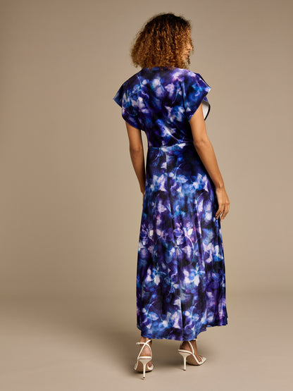 Rylee Purple Velvet Printed Maxi Dress