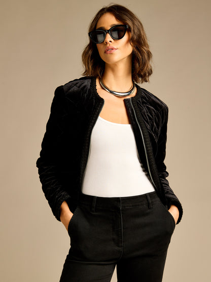 Ella Black Quilted Velvet Jacket