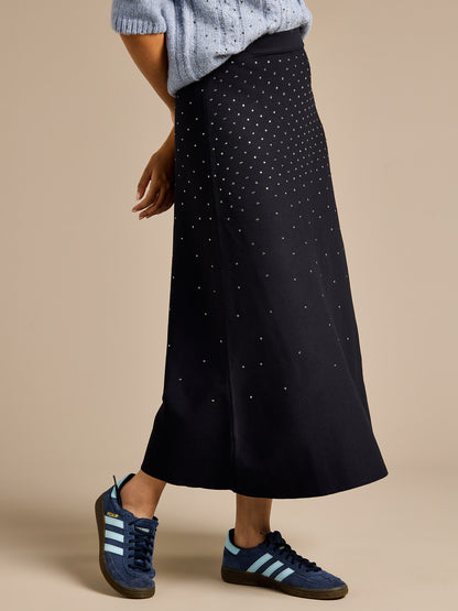 Sparkle Iris Knitted Top and Knitted Navy Skirt Outfit