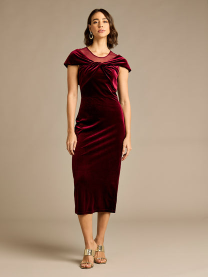 Loveday Burgundy Velvet Off Shoulder Dress