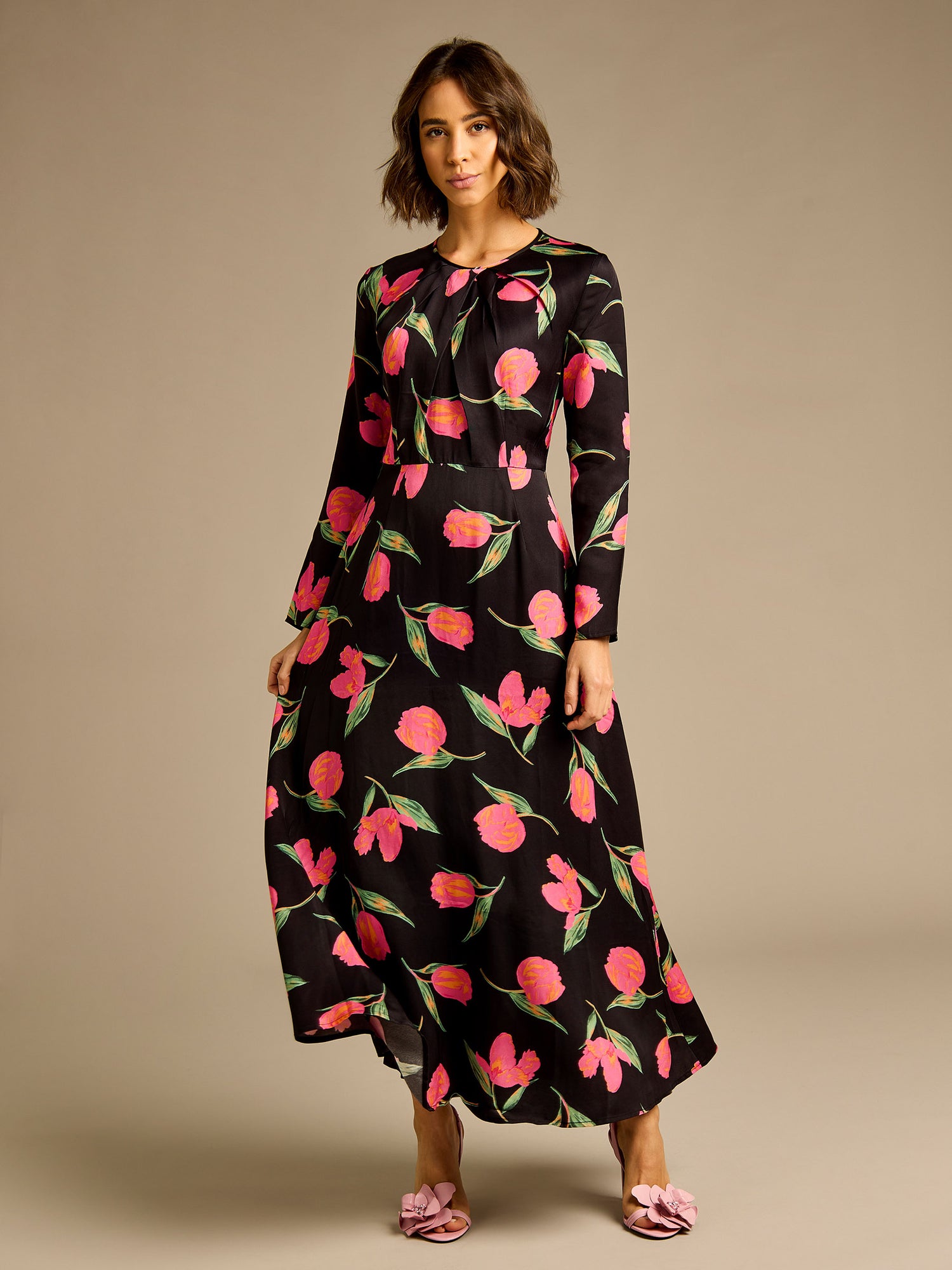 Gina Floral Print Viscose Maxi Dress