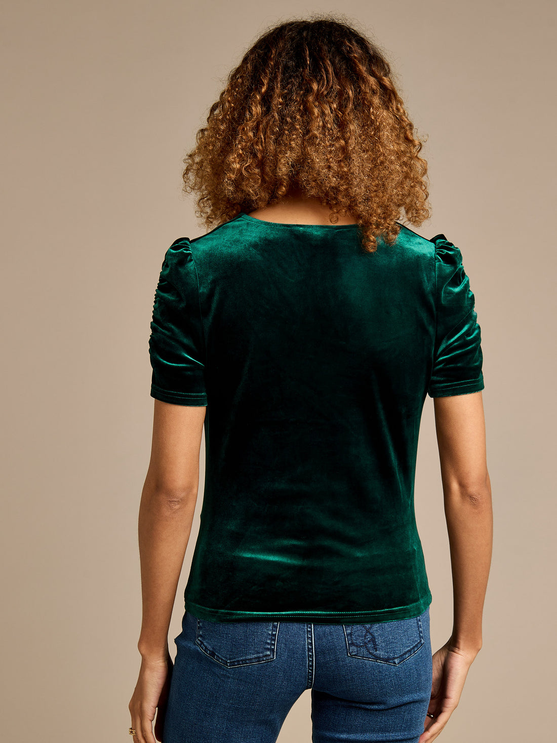 Claire Bottle Green Velvet Top