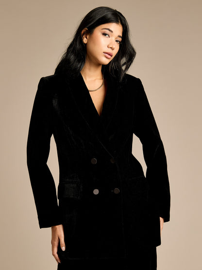 Maia Black Velvet Blazer