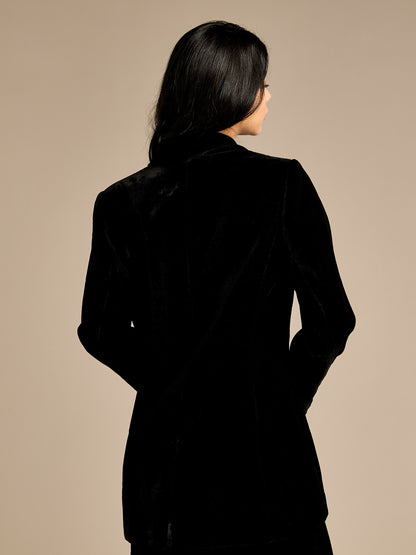 Maia Black Velvet Blazer