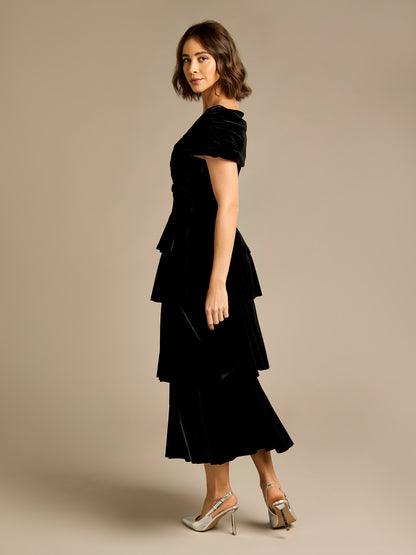 Darcy Black Velvet Off Shoulder Dress