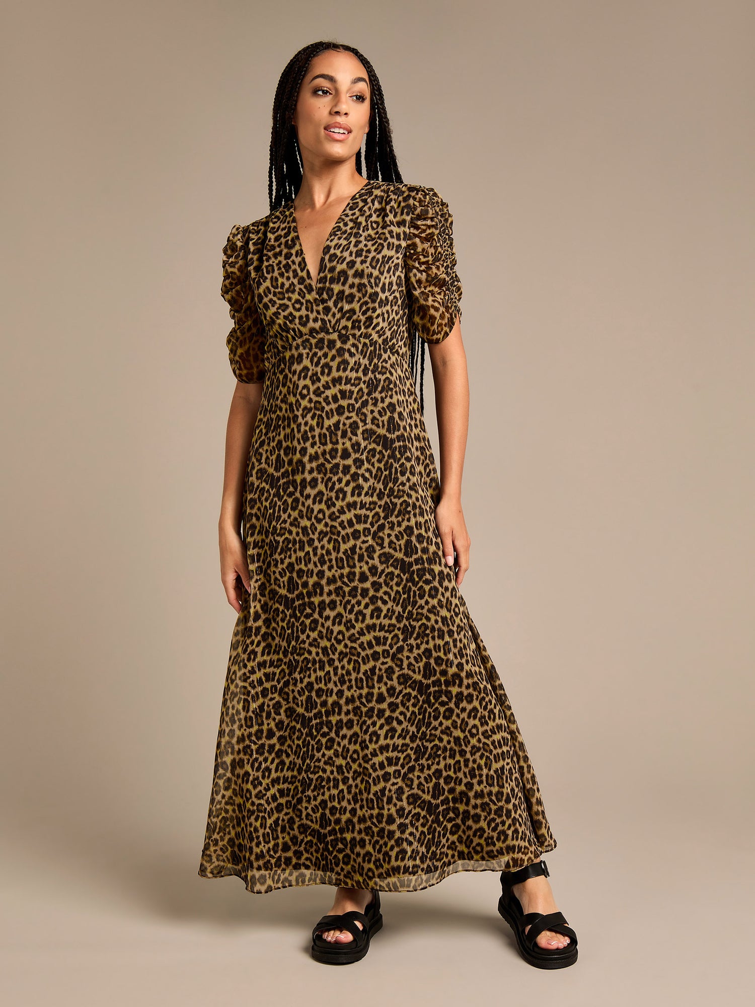 Meril Leopard Print Maxi Dress