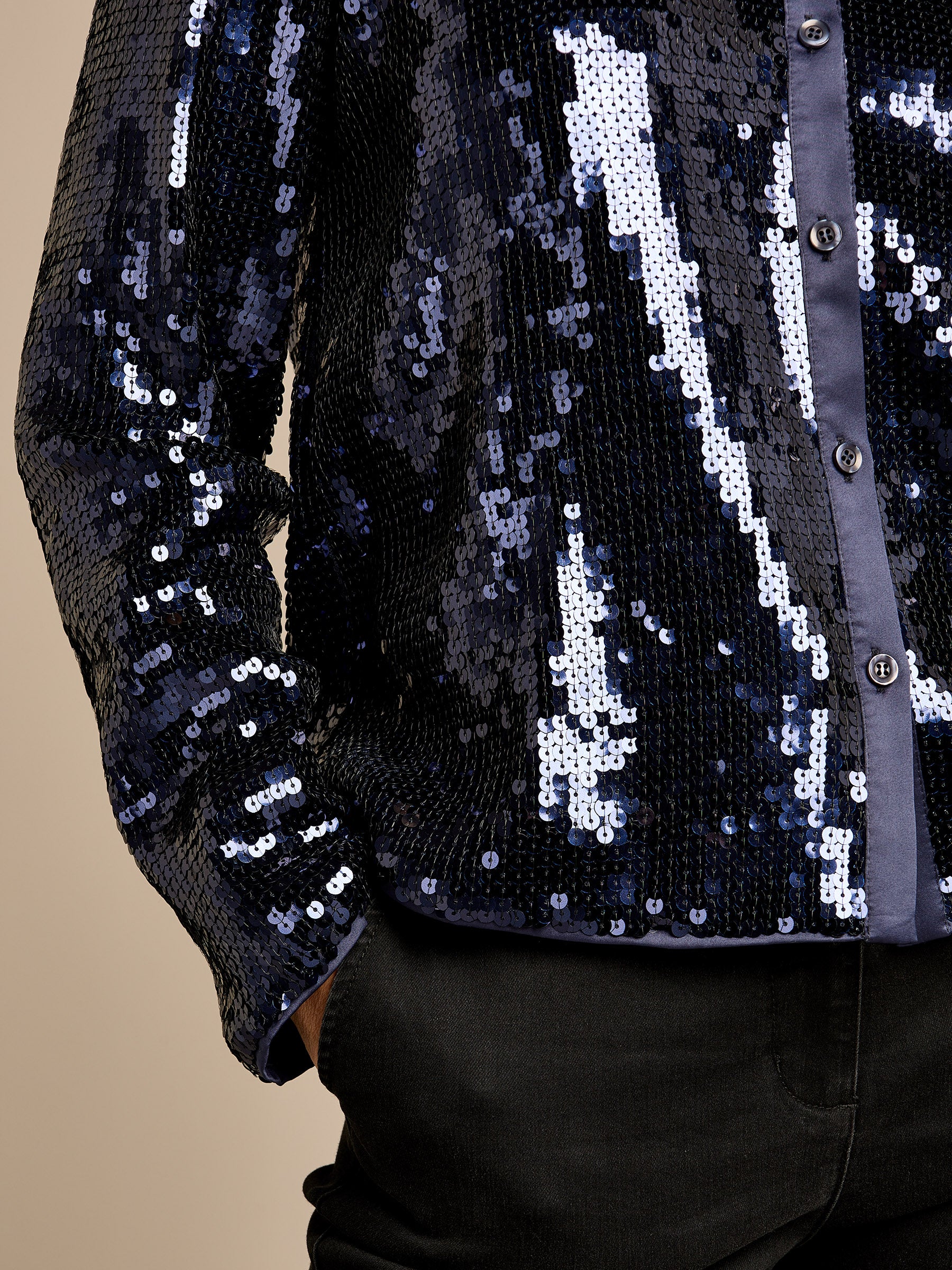 Luna Navy Sequin Shirt