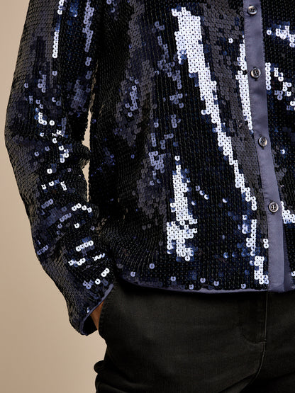 Luna Navy Sequin Shirt