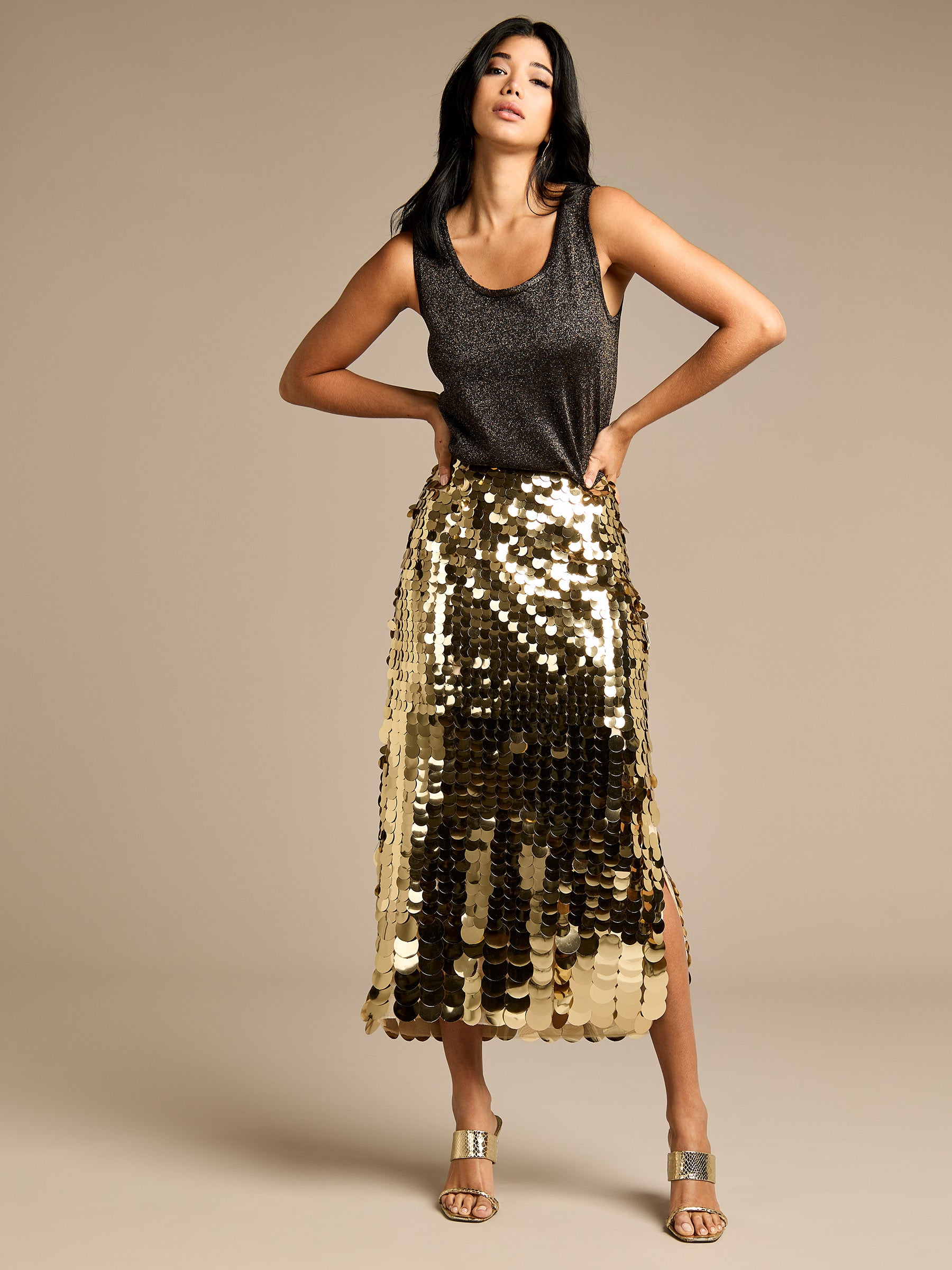 Eloise Sequin Skirt Gold GWD Fashion