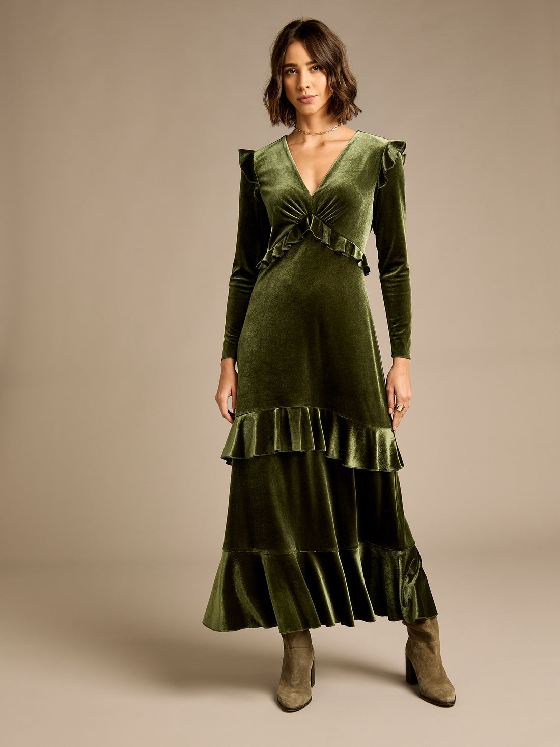 Odetta Khaki Maxi Dress