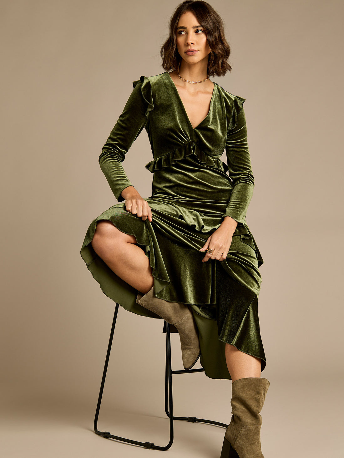 Odetta Khaki Maxi Dress