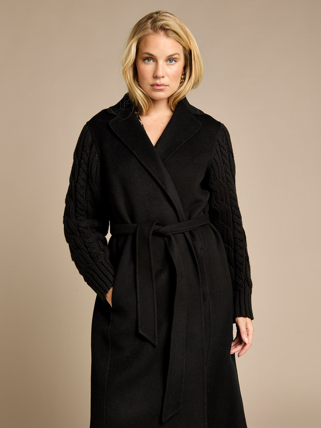 Kara Black Wrap Coat