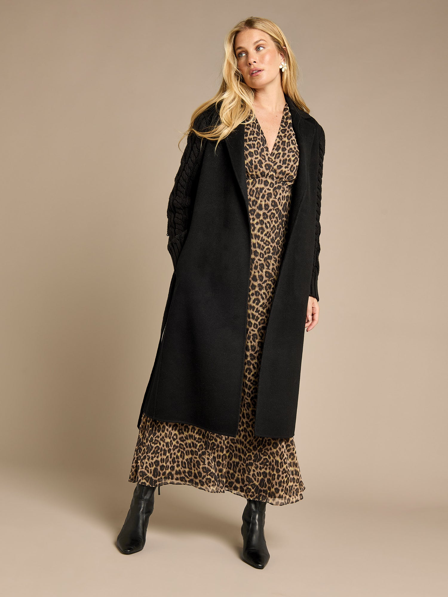 Kara Black Wrap Coat