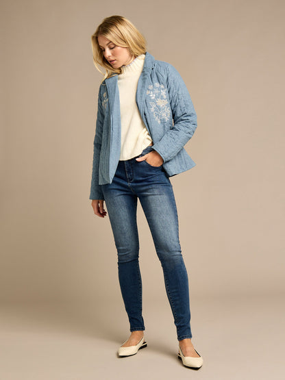 Demi Denim Quilted Tie Blazer