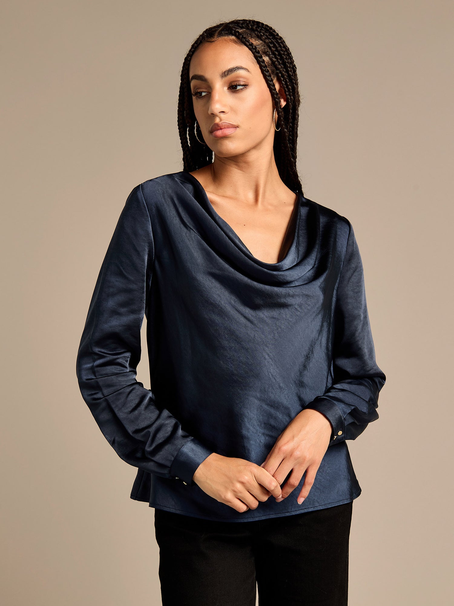 GWD Scarlet Satin Cowl Neck Top