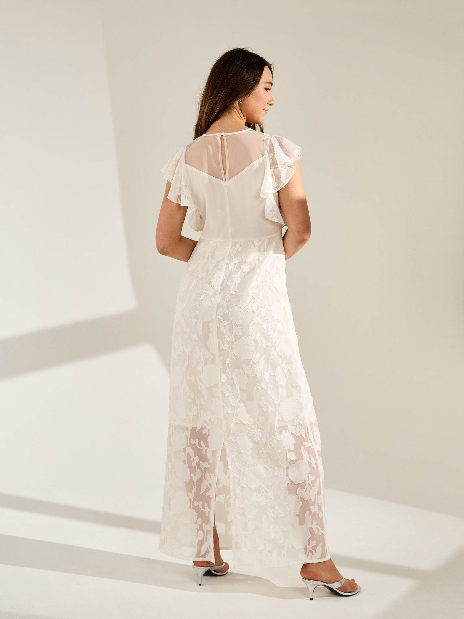 Zoey Sparkle Embellished Floral Cream Maxi Dress Cream – GWD